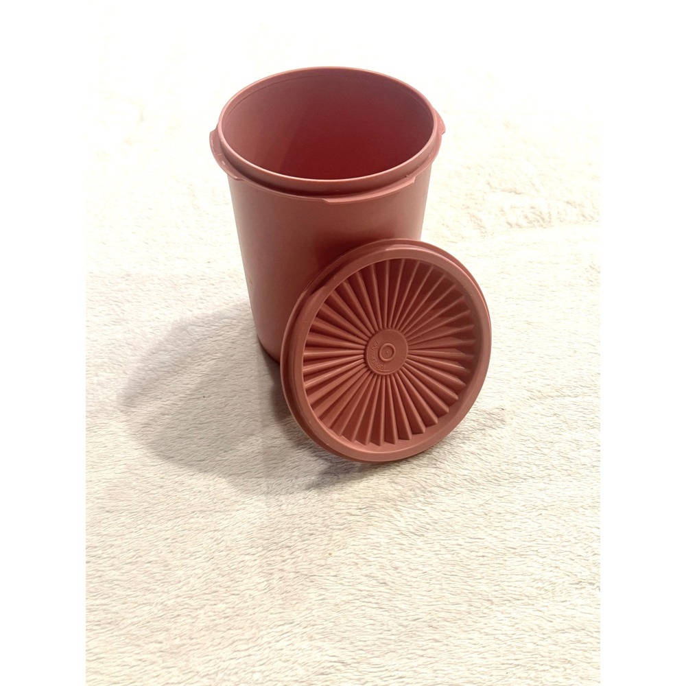 Vintage Tupperware Servalier Canister Pink Sunburst Lid 811-13 812-20 USA Made